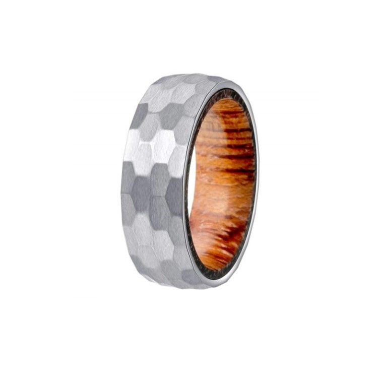 Emberwood -2 Stainless Steel Ring with Genuine Hardwood Inlay