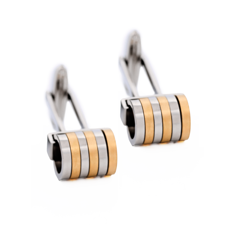 Stainless Steel Ion-Plated Gold & Silver Loose Rings Cufflinks
