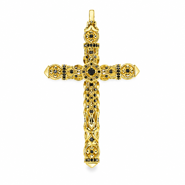 Ambrose Silver Cross Pendant with 18K Gold PVD Plating & Black Onyx
