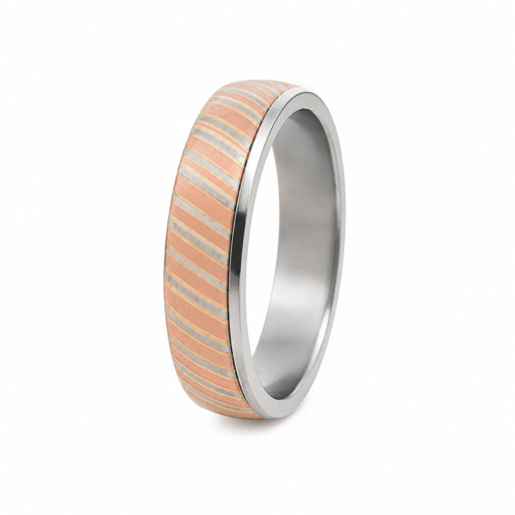 The Tsuchi Band — 6mm Exclusive Mokume Gane & Stainless Steel Ring