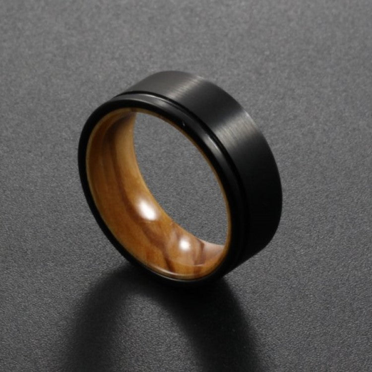 The Winner Black Tungsten Satin Authentic Whiskey Oak Barrel 8mm