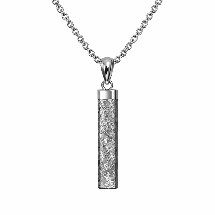 Aletai Meteorite Stick Pendant with Sterling Silver Frame