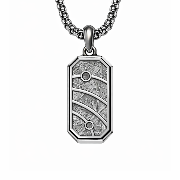 Muonionalusta Meteorite Pendant – Stainless Steel Detail