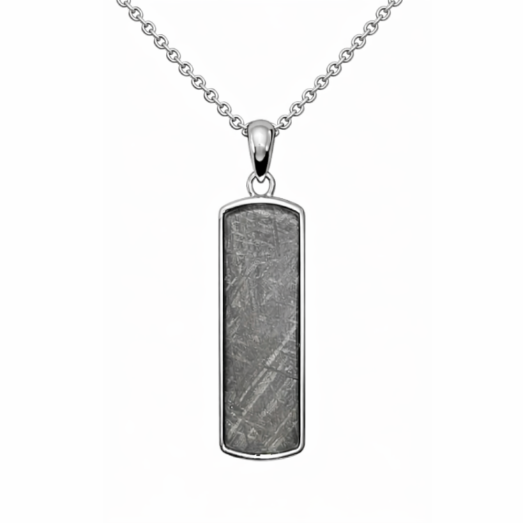 Sterling Silver Gibeon Meteorite Bar Pendant