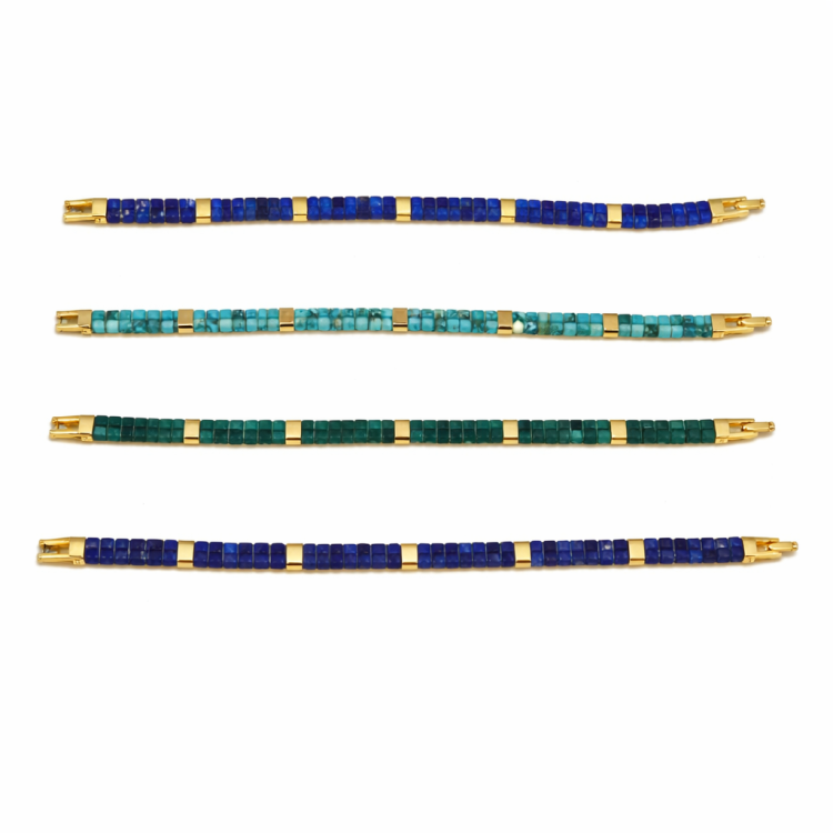 TwinAxis Faceted Stone Bracelet – Gold Stainless Steel Accents