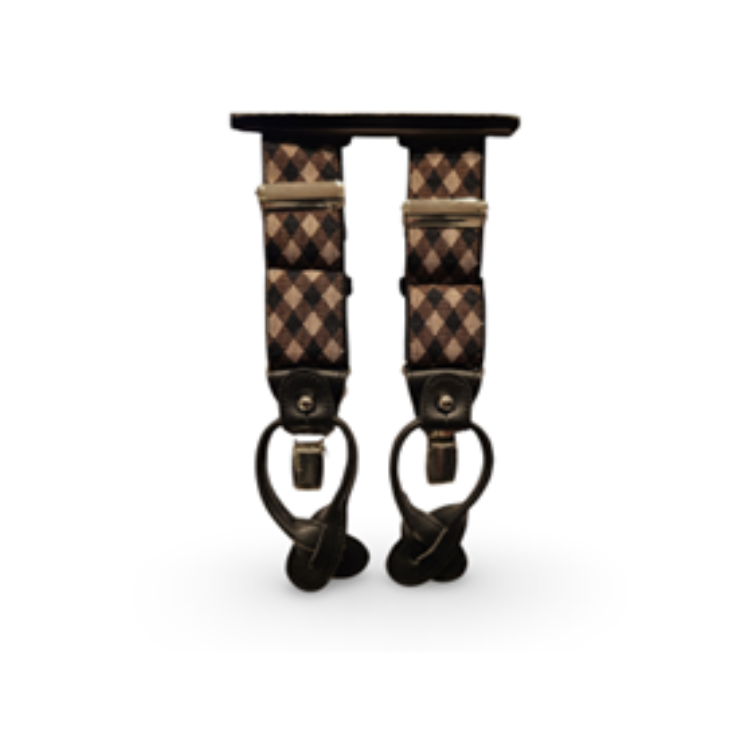 Classic 6 Button /Clips Suspender Braces With Black Leather Ends