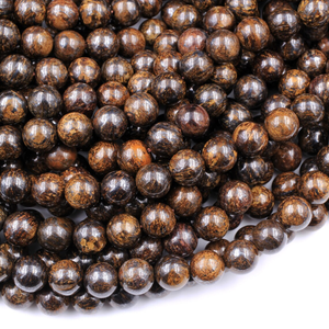 10mm Bronzite beads showcase their rich, earthy tones.