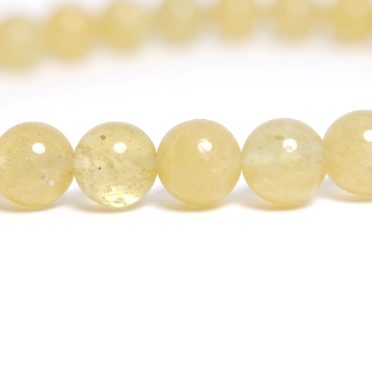 Natural yellow beryl gemstone bead bracelet with 10mm handcrafted beads.