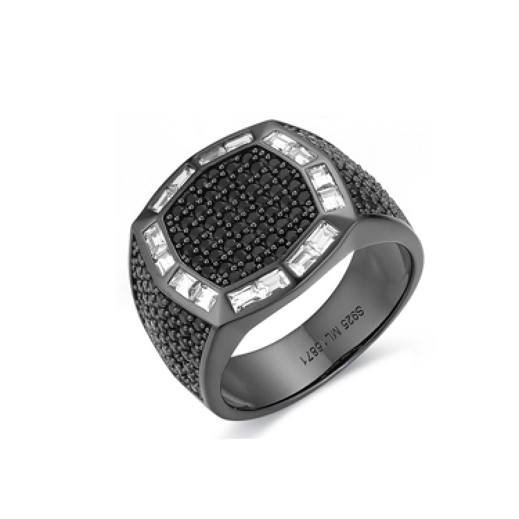 Hades Regent Ring – Black-Plated Sterling Silver with Black CZ