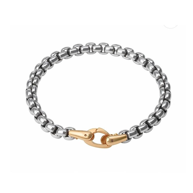 Stainless Steel Bracelet with Gold Lock Bracelet