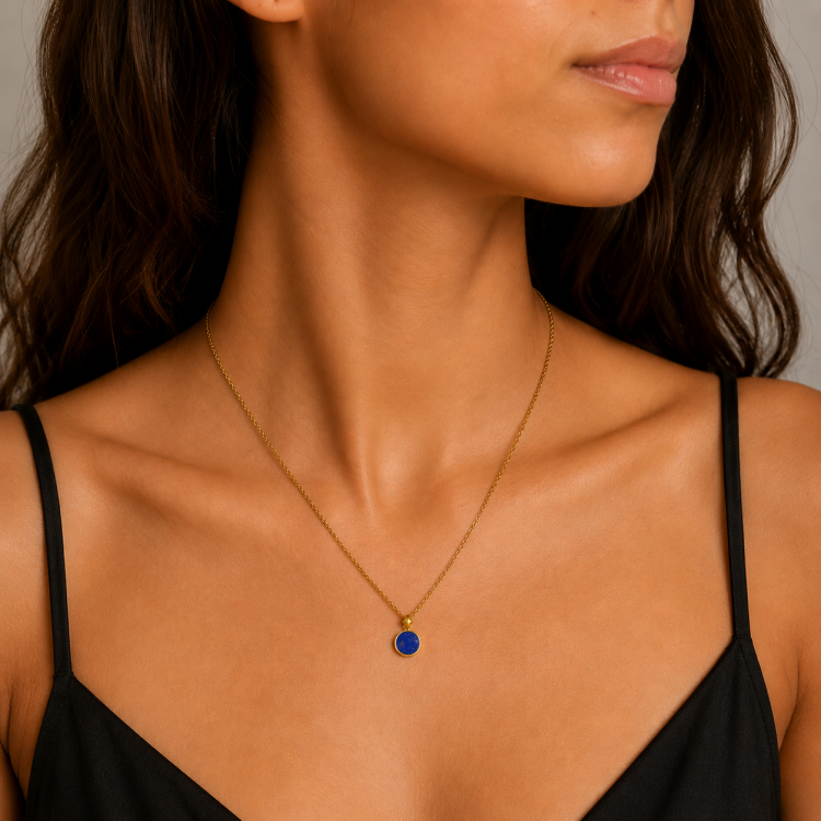 The Alexandria Sterling Silver Gold Lapis Lauli Pendant