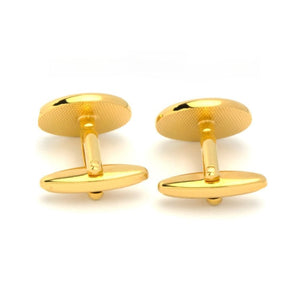 Dalaco gold cufflinks for men with polished and textured round design in gold and rose gold