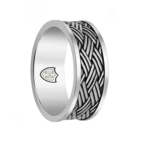 Hoxton men's sterling silver ring featuring a unique woven design, showcasing intricate craftsmanship and modern style.