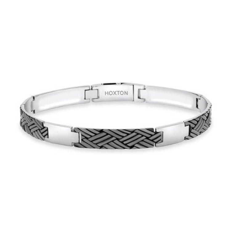 Hoxton London men's sterling silver bracelet from the Bamboo Collection featuring a sleek, polished silver design.