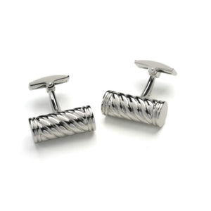 Hoxton sterling silver twist cufflinks with polished twisted rope design for formal wear