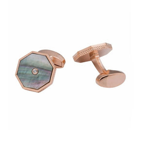 T.M.J gold and rose gold octagonal cufflinks for men with a central diamond detail