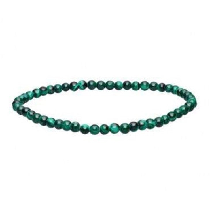 Natural Green malachite with Silver Bead Bracelet