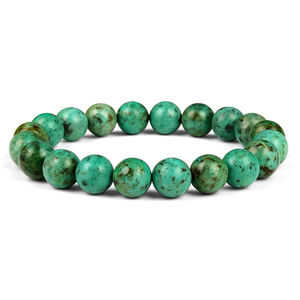 T.M.J African Turquoise beaded bracelet with 6mm beads, 17cm length, featuring vibrant blue-green stones.