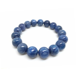 Dark blue Brazilian Kyanite crystal bead bracelet by T.M.J, featuring 6mm to 12mm beads on a 17cm stretch bracelet.