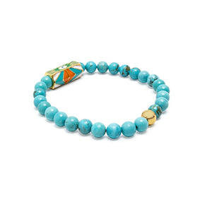 T.M.J Amour "Love" protector evil eye turquoise beaded bracelet, 17cm, 6mm beads, stylish jewelry accessory