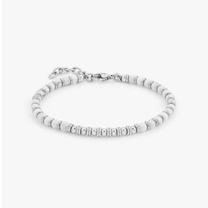 Men's natural tiger eye stone beaded bracelet with stainless steel accents, stylish jewelry by T.M.J.