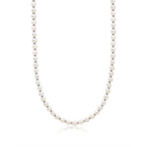 Mini beaded necklace by T.M.J with pearls and stainless steel spacer beads, featuring a delicate 45cm design.