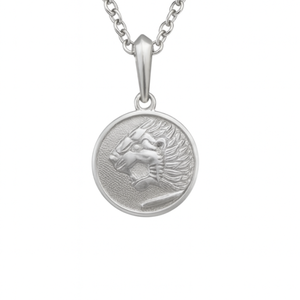 Stainless steel beaded necklace with Nemean Lion pendant inspired by Greek mythology, featuring a detailed Lion design.