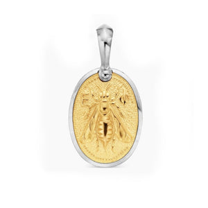 Black Onyx beaded necklace with silver and gold honey bee pendant, featuring a detailed bee charm on a stylish jewelry piece.