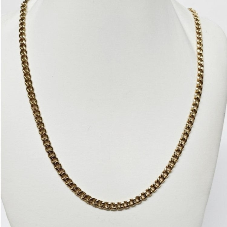 Men’s 5mm gold-plated stainless steel curb chain necklace, hypoallergenic men's jewelry by T.M.J, 50cm length.