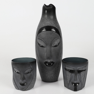 T.M.J Electra Vase by Maleras Crystal Sweden, black mouth-blown and sandblasted crystal vase with textured finish.