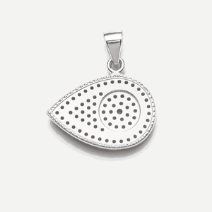 Sterling silver evil eye pendant featuring a blue azure guardian design, crafted by T.M.J. for protection and style.