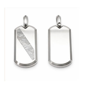 Gibeon meteorite and tungsten pendant by T.M.J, showcasing a unique meteorite slice with sleek tungsten setting.