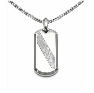 Gibeon meteorite and tungsten pendant by T.M.J, featuring a unique meteorite stone set in a sleek pendant design.
