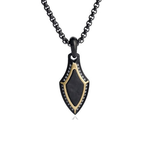T.M.J CarbonEdge stainless steel pendant for her with a forged carbon inlay, showcasing a sleek and modern jewelry design.