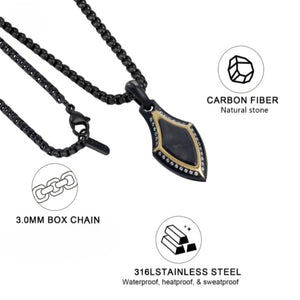 T.M.J stainless steel pendant for her with forged carbon inlay, stylish jewelry accessory featuring modern design.