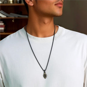 T.M.J CarbonEdge stainless steel pendant for her with forged carbon inlay, showcasing sleek design and modern craftsmanship.
