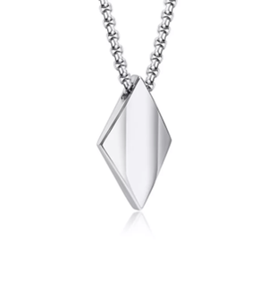 Stainless steel geometric diamond-shaped pendant with chain, elegant jewelry for women from T.M.J.