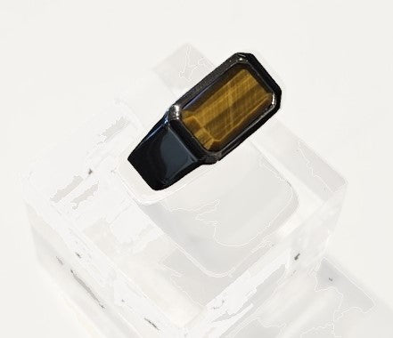 Sterling silver Tiger Eye ring from T.M.J Element Series featuring a polished natural tiger eye gemstone.