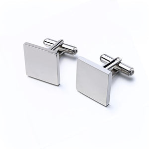 Square stainless steel cufflinks by T.M.J featuring a sleek design, combining timeless elegance with a modern edge.