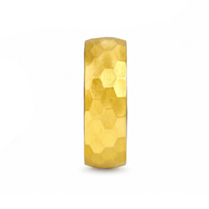 Gold-plated stainless steel ring with hardwood inlay from T.M.J, featuring a sleek design and natural wood accents.