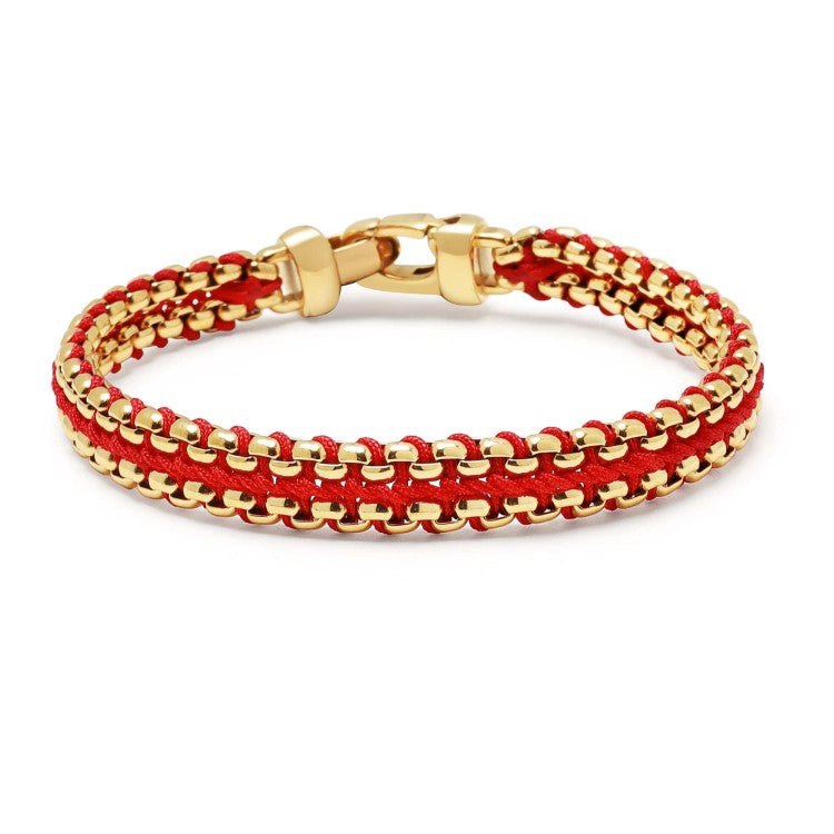 Stainless Steel Red Woven Box Chain Bracelet