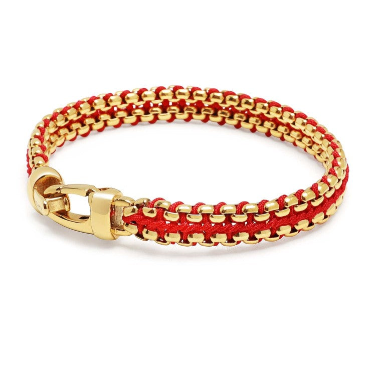 Stainless Steel Red Woven Box Chain Bracelet
