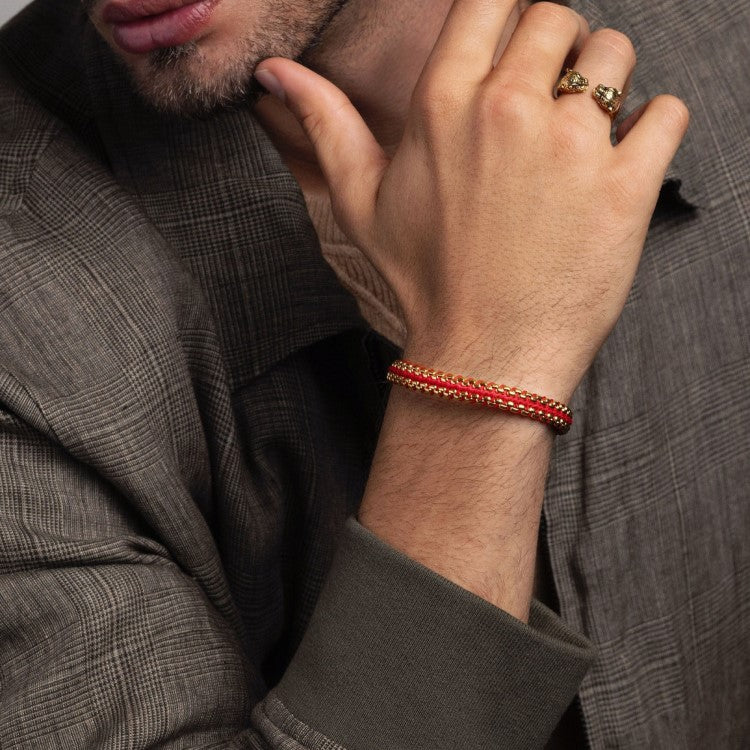 Stainless Steel Red Woven Box Chain Bracelet