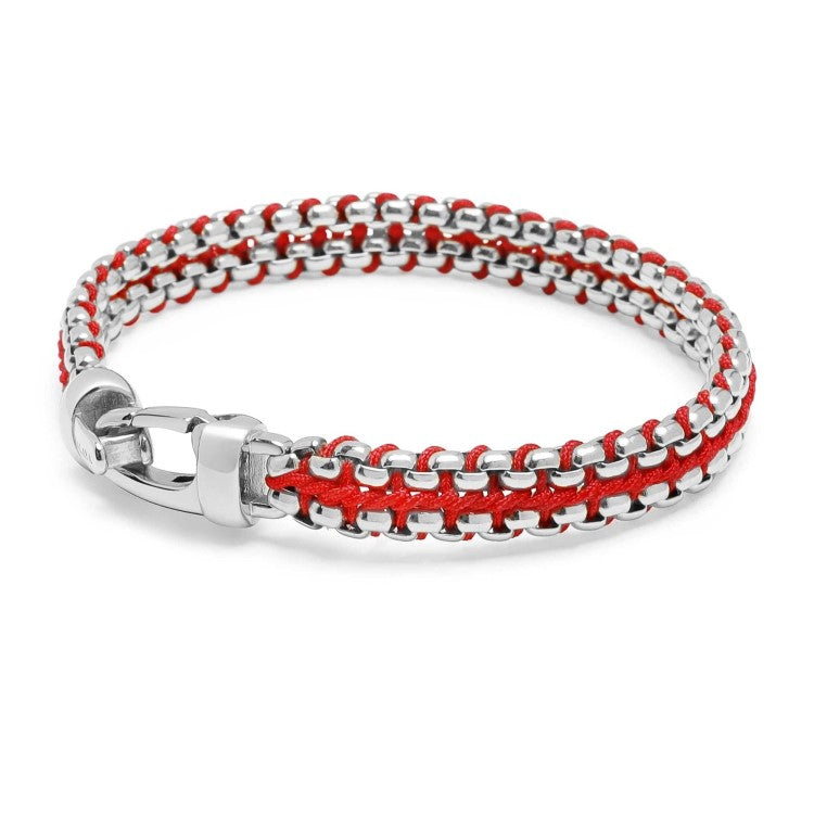 Stainless Steel Red Woven Box Chain Bracelet