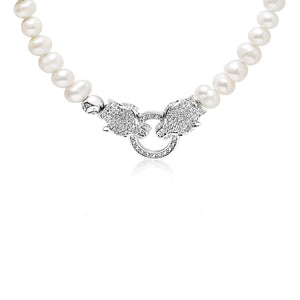 Cultured Freshwater Pearls (Approx. 6–7mm) Necklace with Double Panther Head