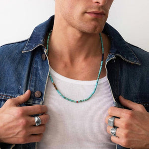 The Caribbean Collection -Turquoise Heishi Necklace with Tiger Eye and Blue Lapis