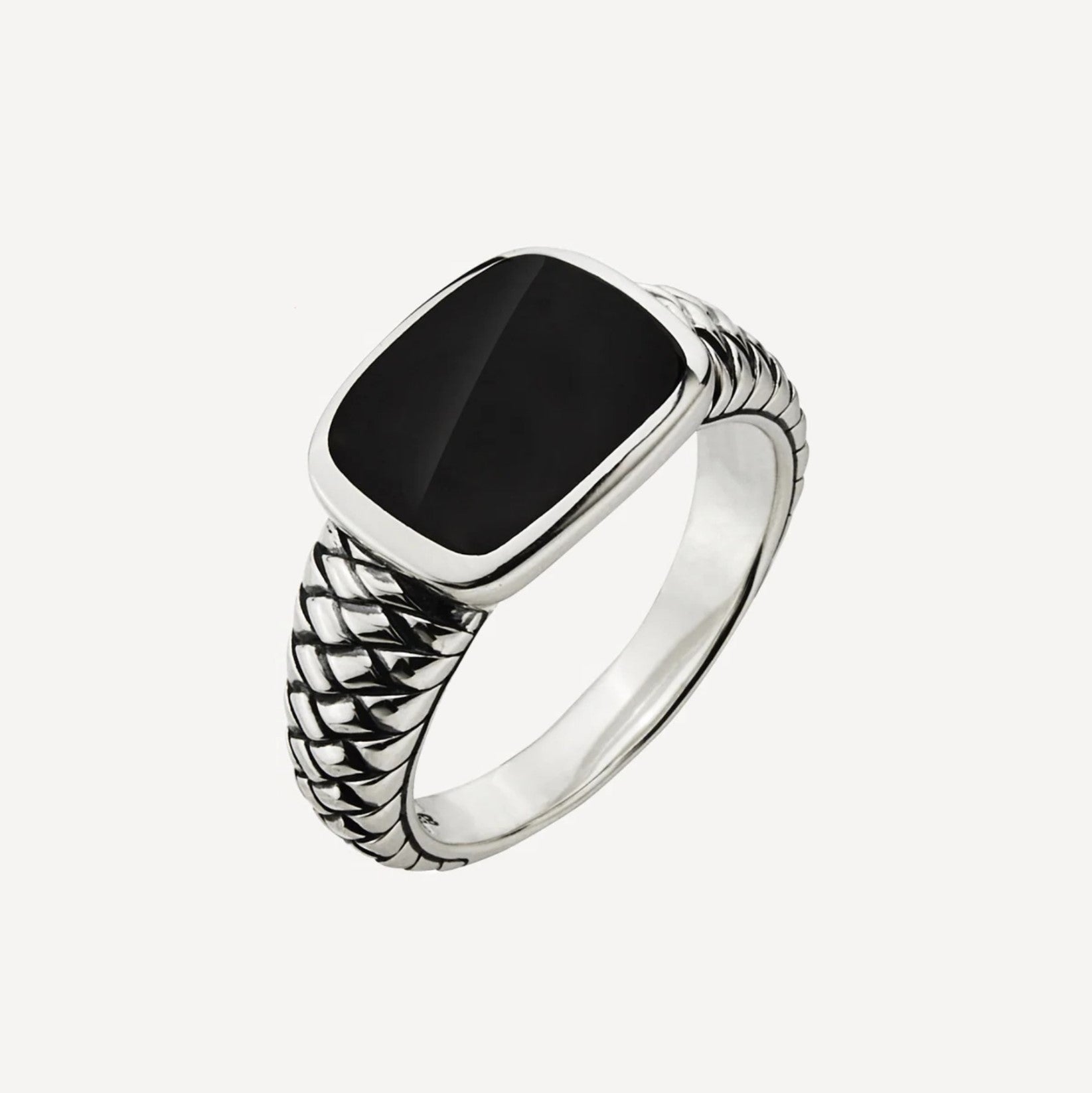 Vanguard Men's Sterling Silver Black Onyx Ring