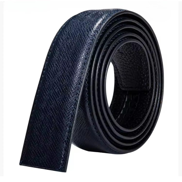 Men’s Blue Pattern Leather Belt with Silver Bull’s Head Buckle
