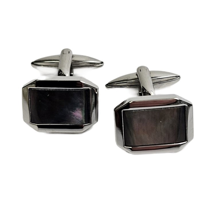 Stainless Steel Rectangular Cufflinks with Abalone Shell – A Touch of Natural Luxury