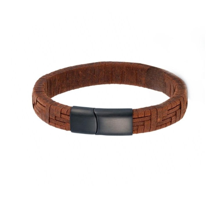 Premium Braided Leather Bracelet – Brown & Blue